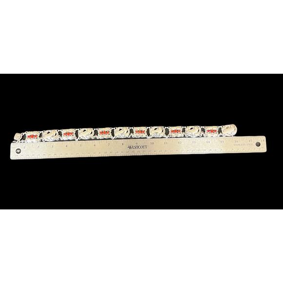 Georg Jensen Denmark Sterling Silver Coral Dove Bird Panel Links Necklace No. 17 - Picture 10 of 10